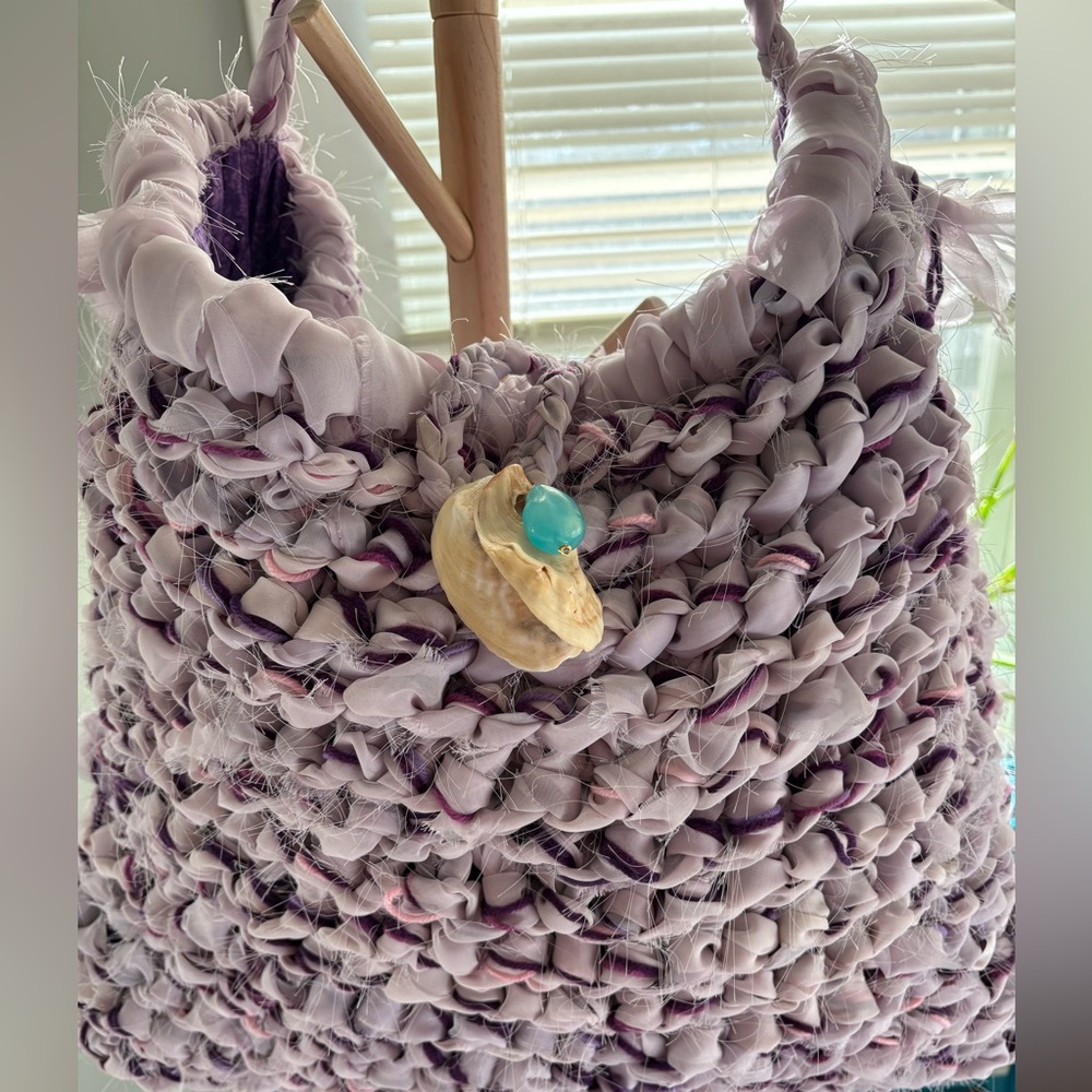 Handcrafted Purple Woven Bag—Crossbody Tote